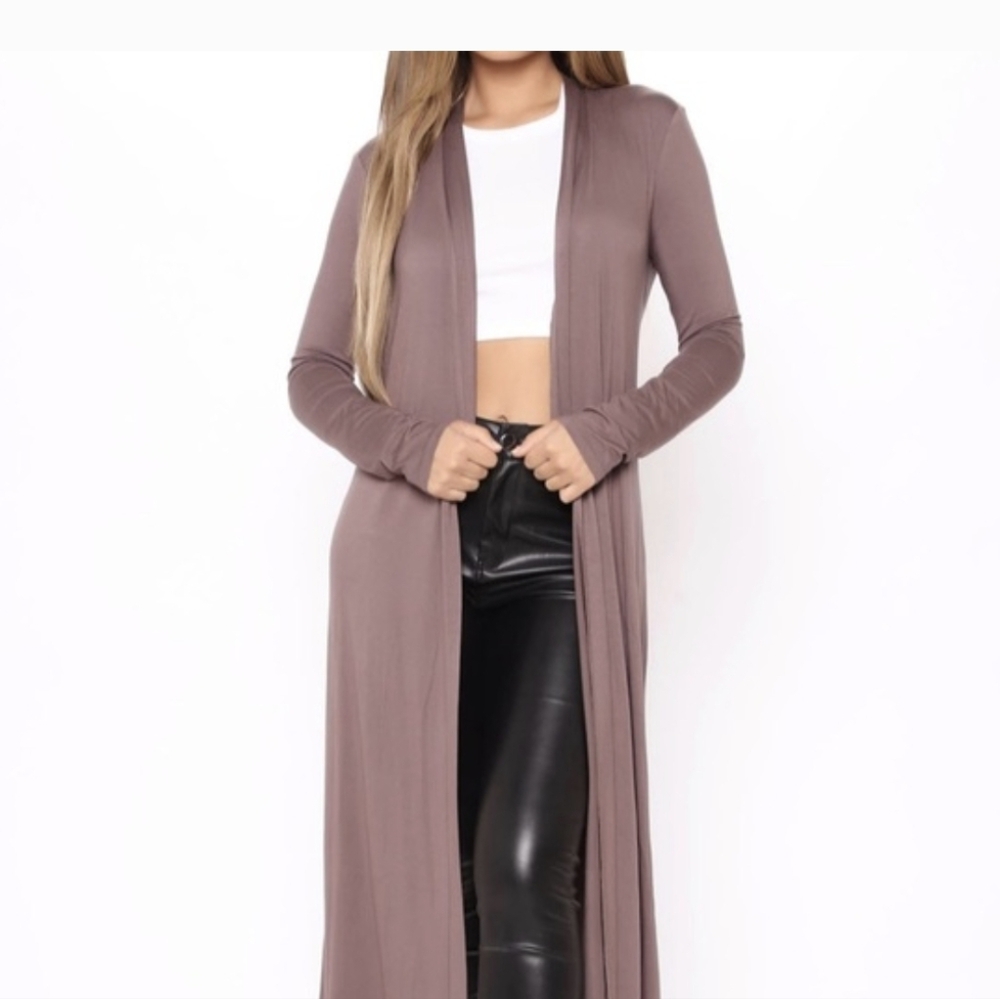 Fashion Nova Came Ang Get It Cardigan XL Maxi Long Liquid Knit Minimalist Earthy